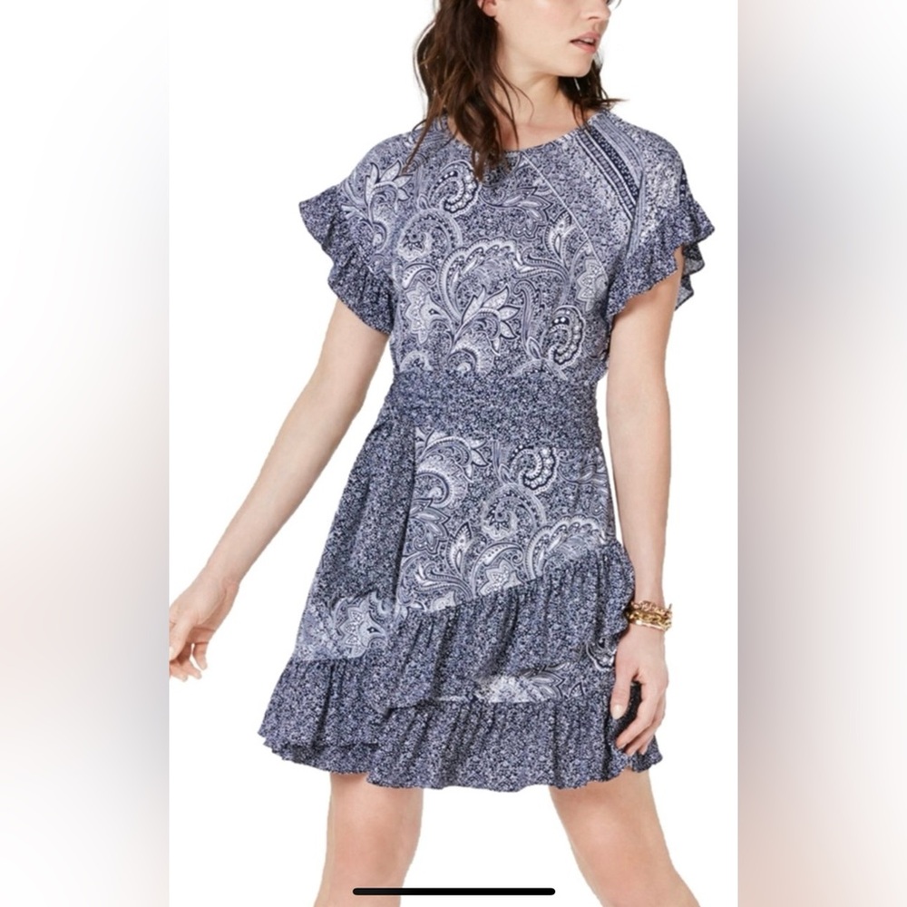 Michael Kors navy and white double print dress